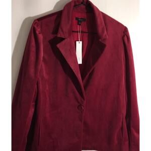 DREW Carole Women's Size Large Passion Red Velour Single-Button Blazer Jacket